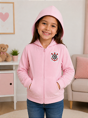 Blusa Jaqueta Rosa Corinthians Infantil Juvenil Plush