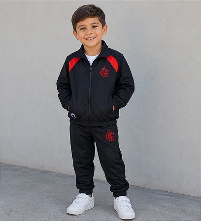 Conjunto Agasalho Flamengo Infantil Juvenil Microfibra