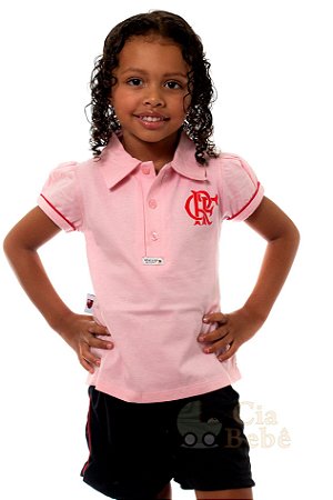 Camisa Polo Infantil Flamengo Rosa Oficial