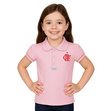 Camisa Polo Infantil Flamengo Rosa Oficial