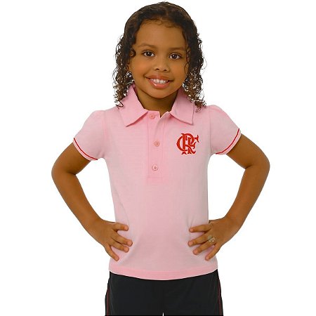 Camisa Polo Infantil Flamengo Rosa Oficial