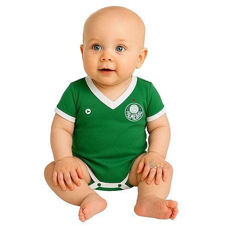 Body Bebê Palmeiras Verde Premium Torcida Baby Oficial