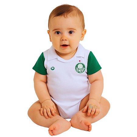 Body Bebê Palmeiras Branco Premium Torcida Baby Oficial