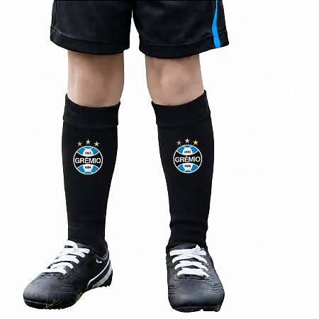 Meião Futebol Grêmio Infantil Juvenil Preto Oficial