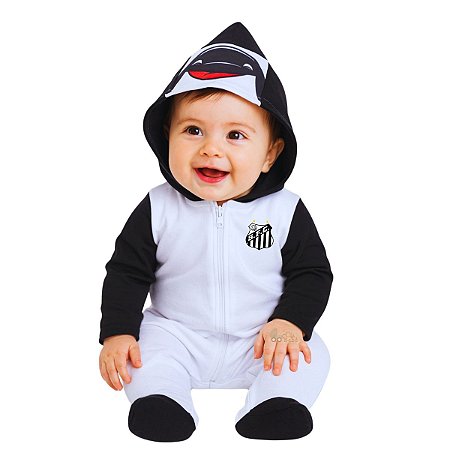 Macacão Bebê Santos Mascote com Gorro Oficial