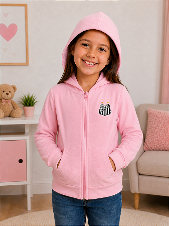Blusa Jaqueta Rosa Santos Infantil Juvenil Plush