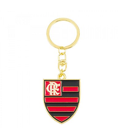 Chaveiro Flamengo Dourado Metal Com Escudo 4cm Oficial