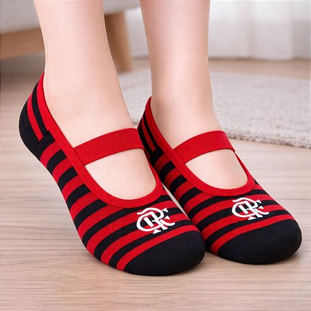 Meia Sapatilha Flamengo Infantil Antiderrapante Listras