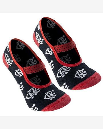 Meia Sapatilha Flamengo Infantil Antiderrapante Escudo