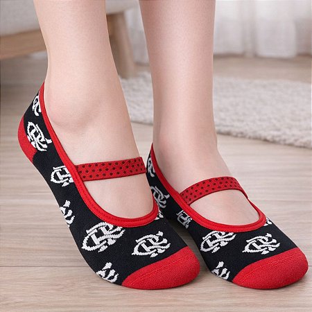 Meia Sapatilha Flamengo Infantil Antiderrapante Escudo