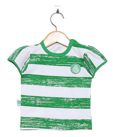 Camiseta Infantil Palmeiras Listras Feminina Oficial