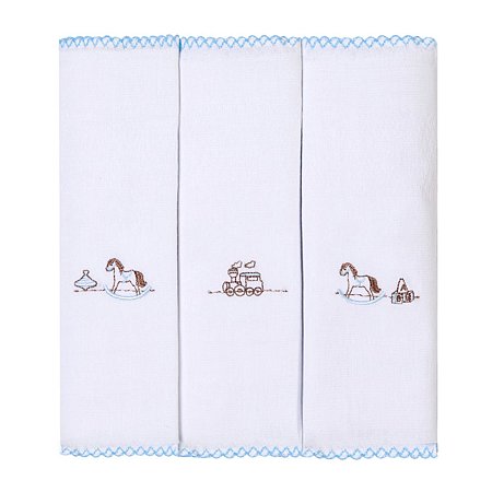 Kit Paninhos Bebê Babete Bordados Cavalo Papi 40x40Cm 03 Un