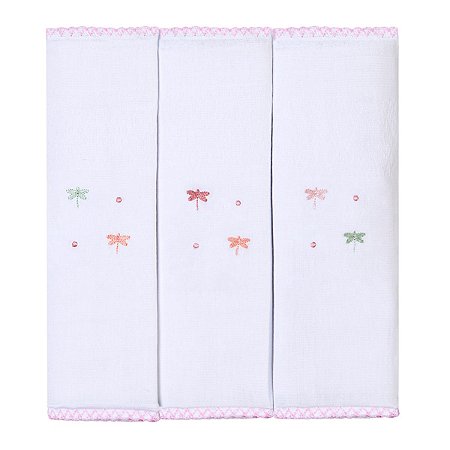 Kit Paninhos Bebê Babete Bordados Libélula Papi 40x40Cm 03Un
