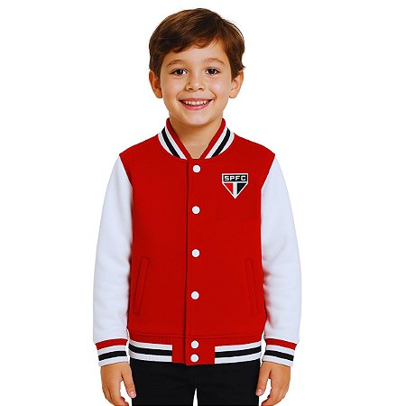 Jaqueta São Paulo Moletom Varsity Infantil Juvenil Oficial