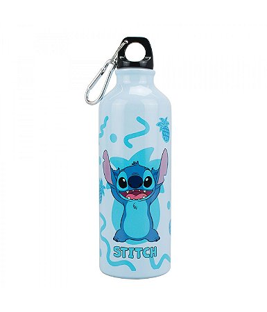Garrafa Squeeze Alumínio Stitch Azul com Mosquetão 500ml