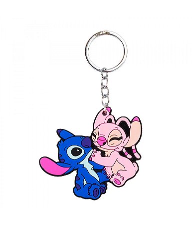 Chaveiro Casal Stitch Angel Silicone 7cm Disney