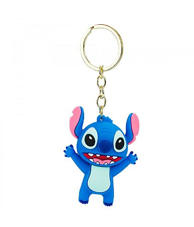 Chaveiro Stitch Silicone 6.5cm Braços Abertos Disney