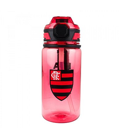 Garrafa Plástico Flamengo Com Canudo 650ml Oficial