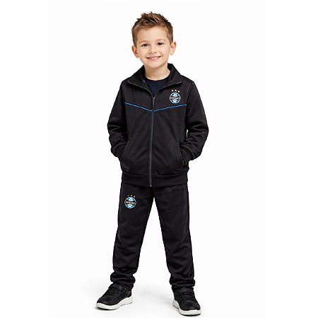 Conjunto Agasalho Preto Grêmio Infantil Jaqueta e Calça