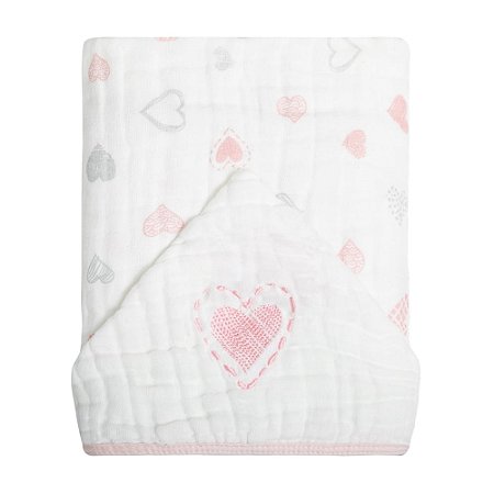 Toalha De Banho Papi Soft C/Capuz Bordado Corações 90x75Cm