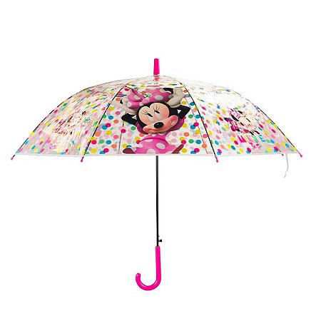Guarda Chuva Minnie Transparente com Bolinhas 74x90cm Disney