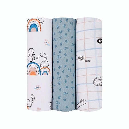 Cueiro Flanelado Estampado Dino 1,0M X 80Cm Papi Baby