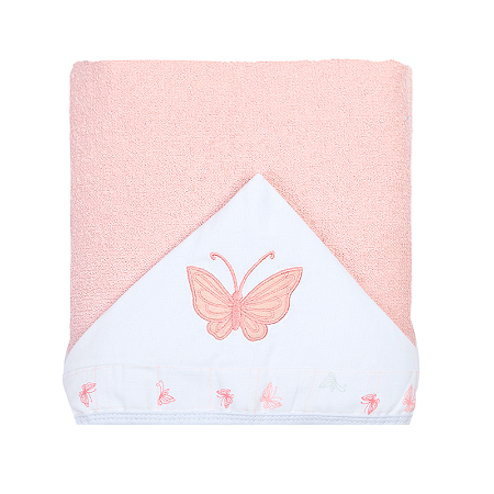 Toalha De Banho Infantil Felpuda Capuz Borboleta 1,35Mx80Cm