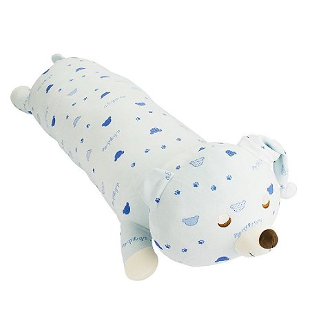 Urso de Pelúcia Cilíndrico Com Pijama Azul 60 cm
