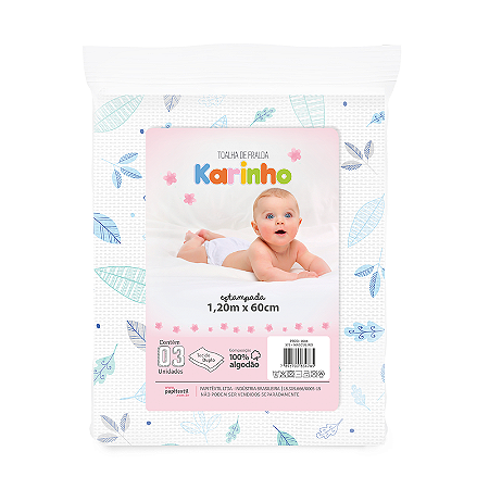 Toalha de Fralda Bebê Masculino Contém 03 Un Karinho