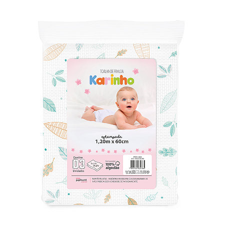 Toalha de Fralda Bebê Neutro Contém 03 Un Karinho