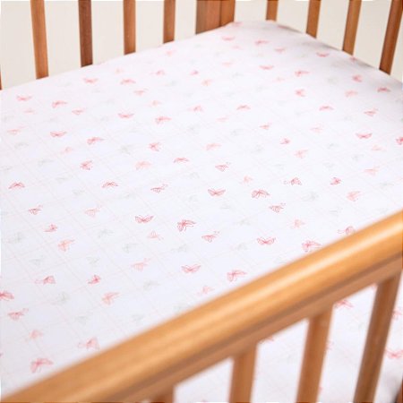 Lençol Avulso Bebê Borboleta C/ Elástico Tamanho Americano