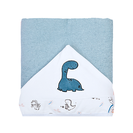 Toalhão De Banho Bebê Dino Felpudo Forrado C/ Capuz
