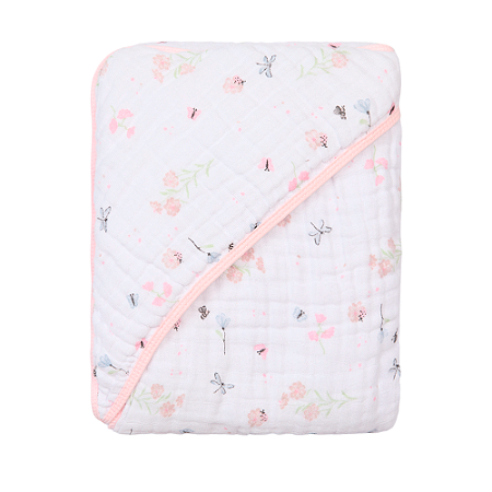 Toalha De Banho Soft Infantil Flores C/ Capuz 80x80cm Papi