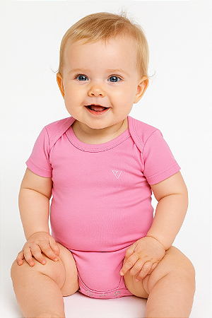 Body Bebê Rosa em Meia Malha 100% Algodão Revedor