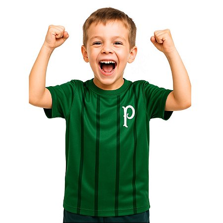 Camiseta Infantil Palmeiras Verde Listrada Oficial