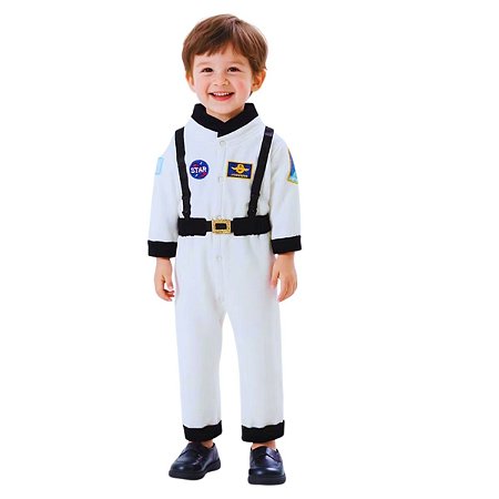 Macacão Astronauta Infantil Traje Espacial Moletom Branco