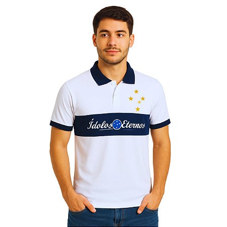Camisa Polo Cruzeiro Ídolos Eternos Adulto Oficial