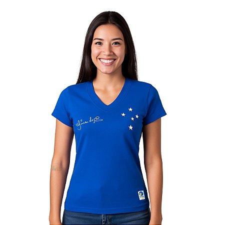 Camisa Cruzeiro Feminina Retrô Dirceu Lopes Azul