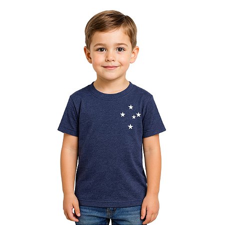 Camisa Cruzeiro Infantil Marinho Estrelas Bordadas Oficial