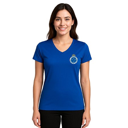 Camiseta Cruzeiro Baby Look Feminina Azul Club Dry Oficial