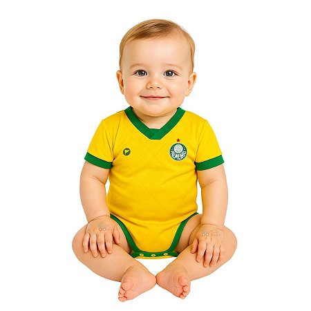 Body Bebê Palmeiras Verde e Amarelo Torcida Baby Oficial