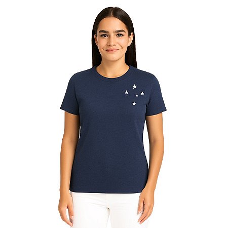 Camisa Cruzeiro Marinho Estrelas Adulto Feminina Oficial