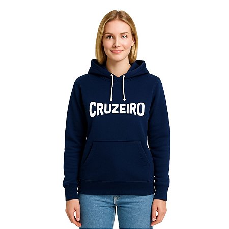 Blusa de Moletom Cruzeiro Azul Com Capuz Feminina Oficial