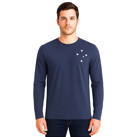 Camisa Cruzeiro Estrelas Manga Longa Adulto Oficial