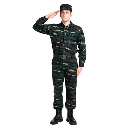 Fantasia Soldado Militar Camuflada Adulto Festa a Fantasia
