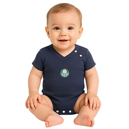 Body Bebê Palmeiras Sonho Mescla Azul Oficial