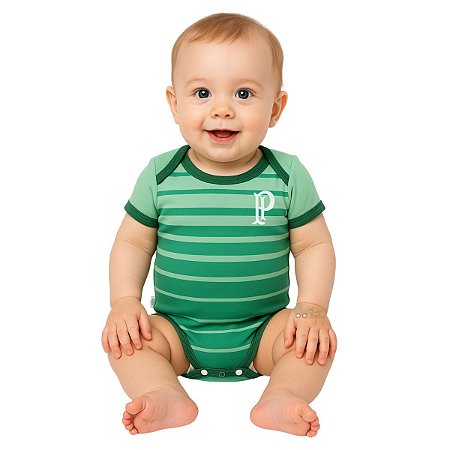 Body Bebê Palmeiras Listras Degradê Oficial