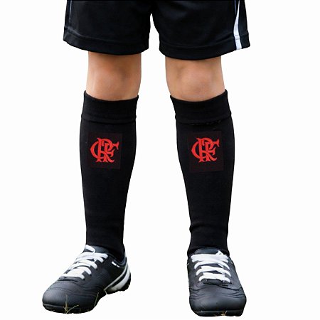 Meião Futebol Flamengo Infantil Juvenil Preto Oficial