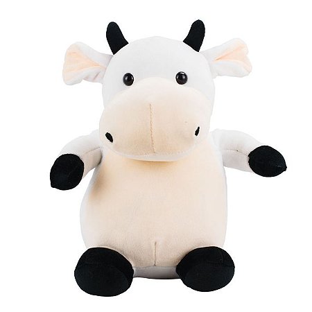 Vaquinha de Pelúcia Branca e Preta 26 cm