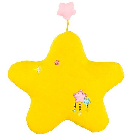 Estrela Amarela de Pelúcia Estampa Bordada 23x26cm